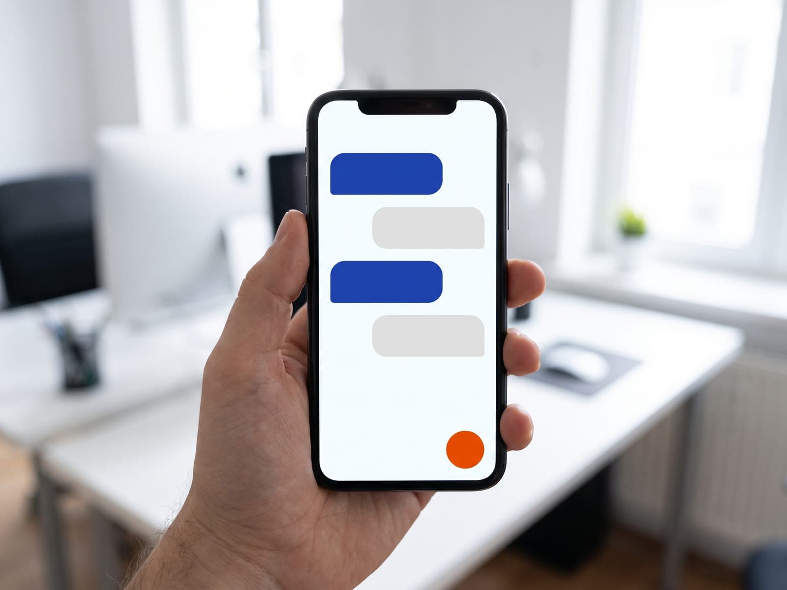Phone showing a chat assistant conversation